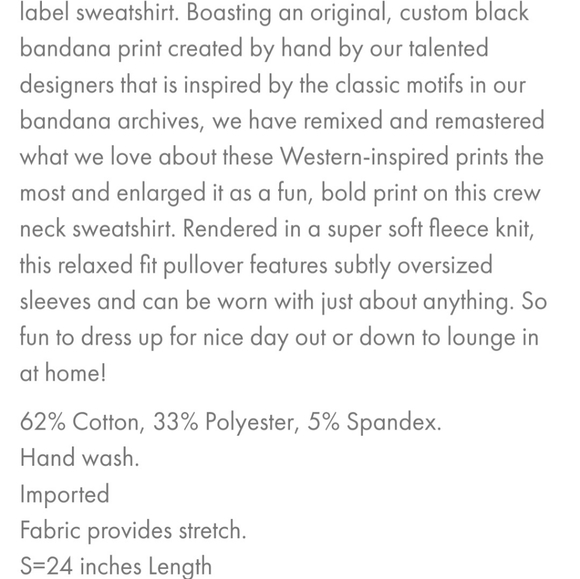 NWT Modcloth Bandana Style Sweatshirt - Picture 4 of 4